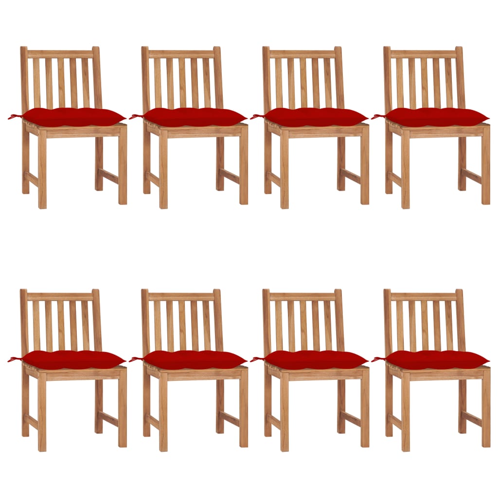 Cadeiras de jardim 8 pcs c/ almofadões madeira de teca maciça