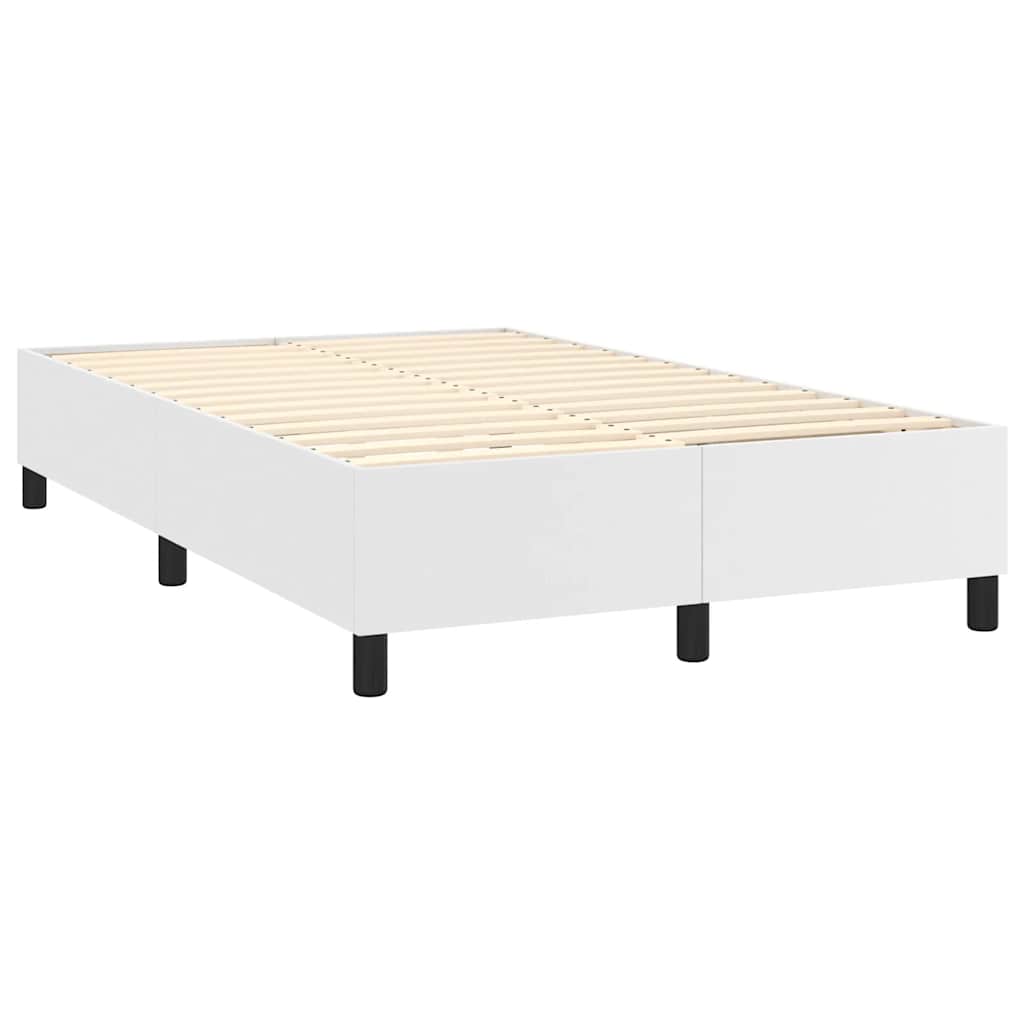 Cama boxspring com colchão 120x190 cm couro artificial branco