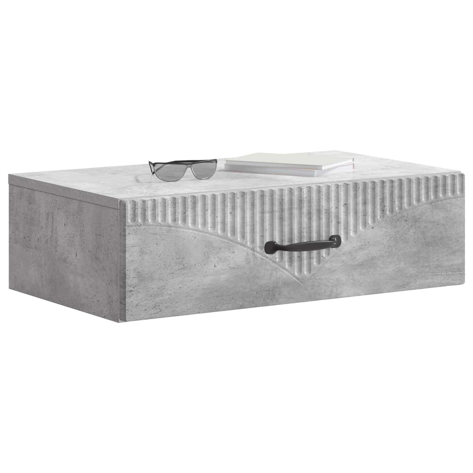 Mesa lateral de parede cinzento cimento 59 x 34,5 x 17 cm