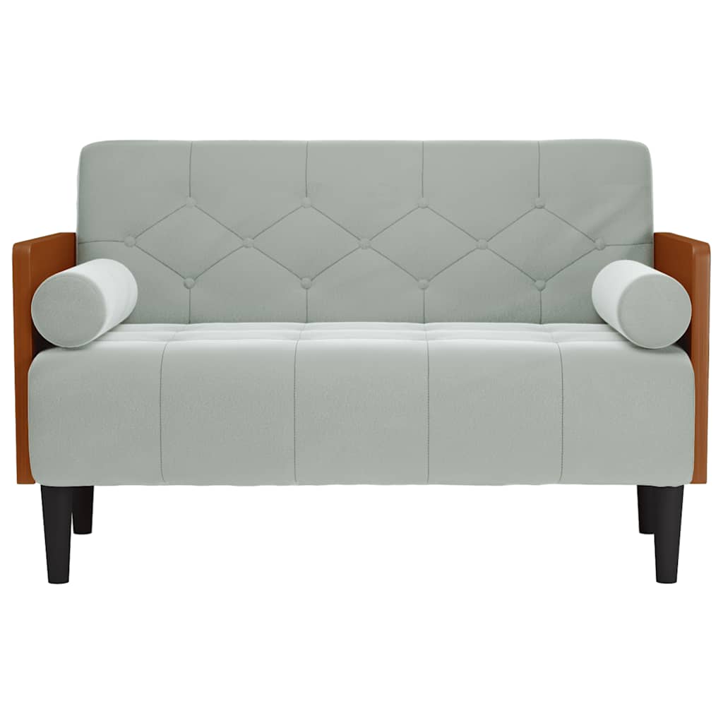Sofá-luvas com rolos 110 cm veludo cinzento-claro