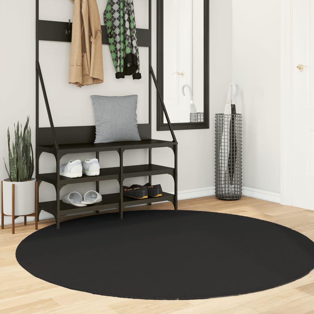 Tapete pelo curto macio e lavável huarte ø 160 cm preto