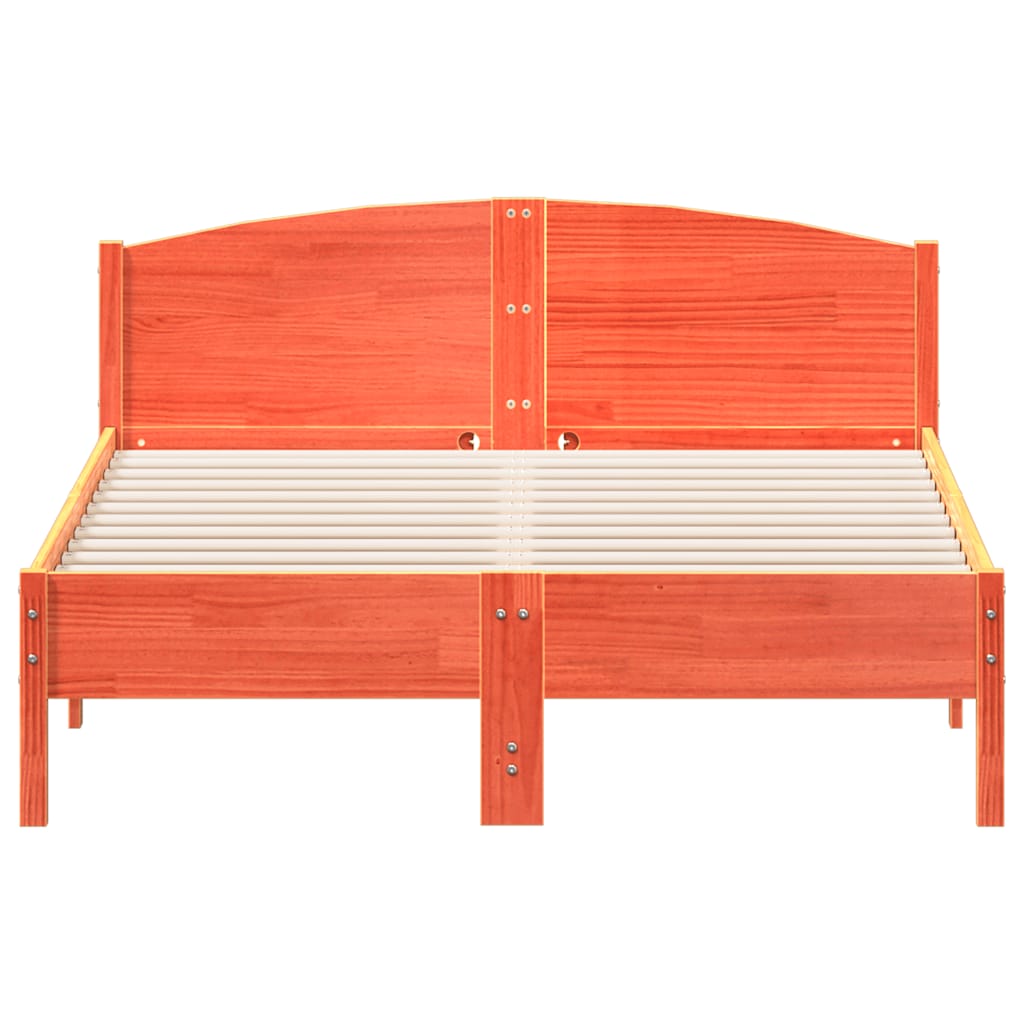 Cama sem colchão 135x190 cm madeira pinho maciça castanho-mel