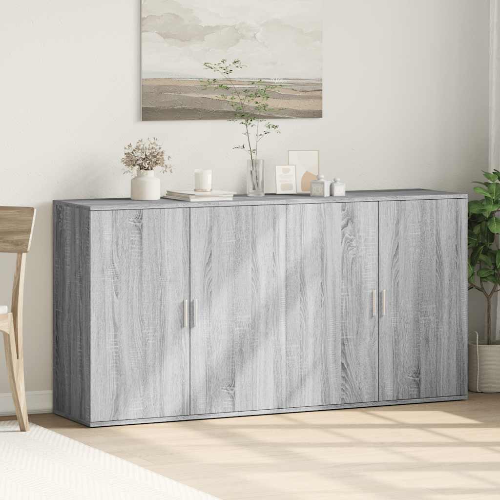 Aparadores 2 pcs 79x38x80 cm derivados madeira cinzento sonoma