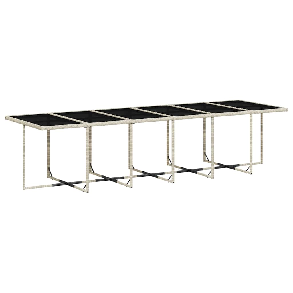 17 Pcs conj. jantar jardim c/ almofadões vime PE cinzento-claro