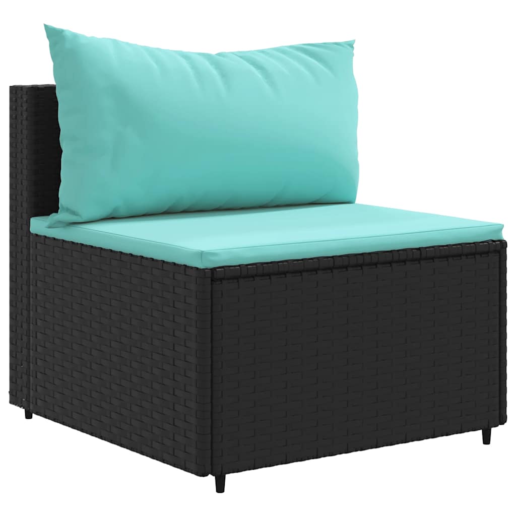 5 Pcs conjunto sofás de jardim com almofadões vime PE preto