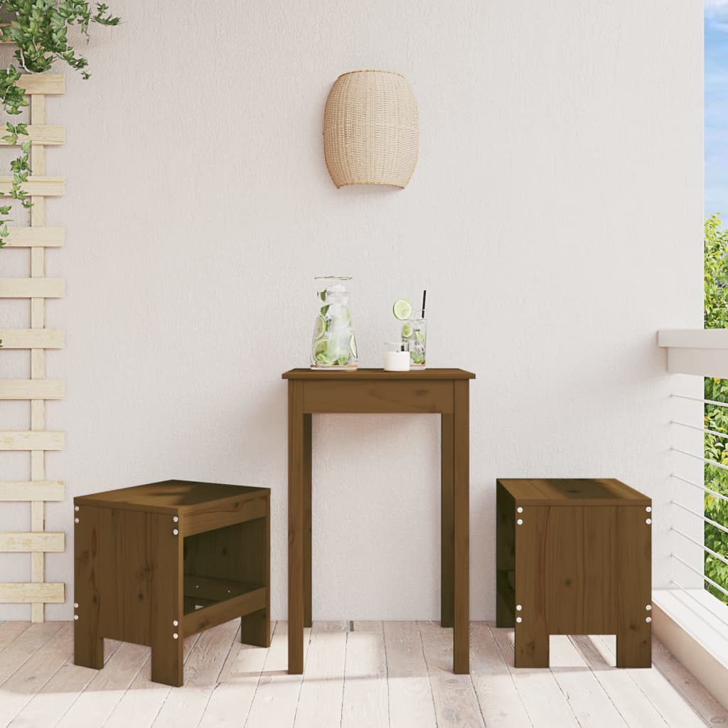Bancos de jardim 2 pcs 40x36x45 cm pinho maciço castanho-mel