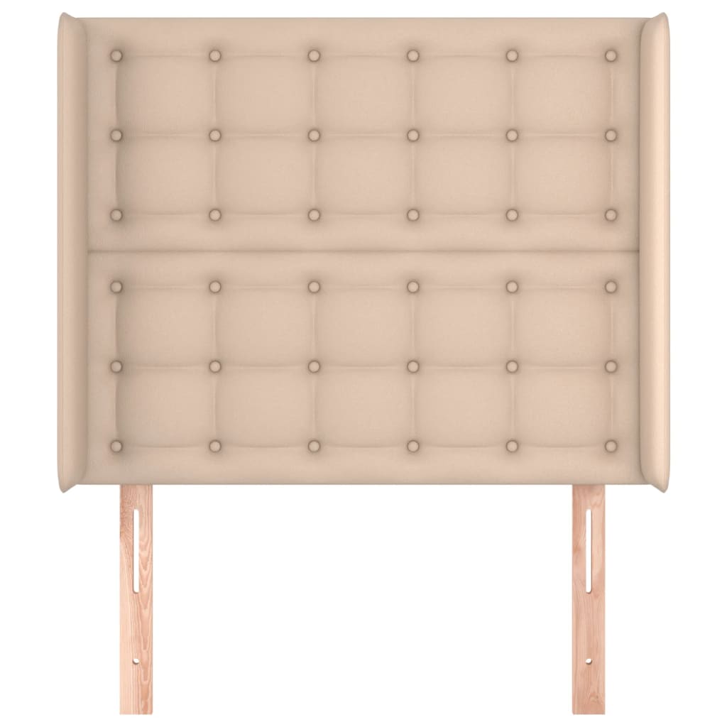 Cabeceira cama c/ abas couro artif. 103x16x118/128cm cappuccino