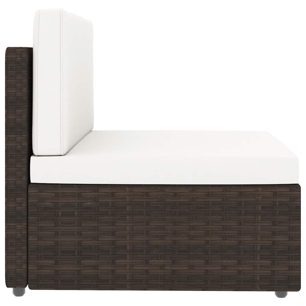 5 Pcs conjunto lounge p/ jardim c/ almofadões vime PE castanho