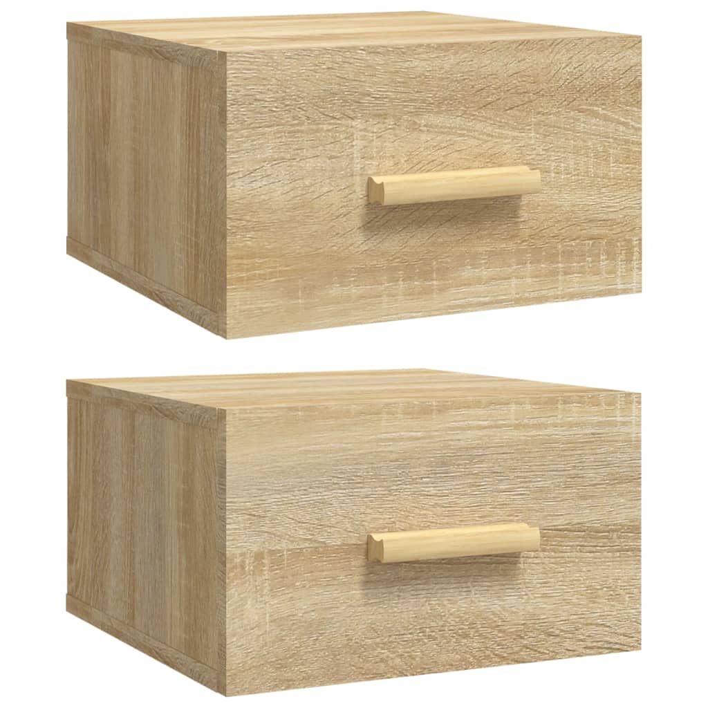 Mesas de cabeceira parede 2 pcs 35x35x20 cm cor carvalho sonoma