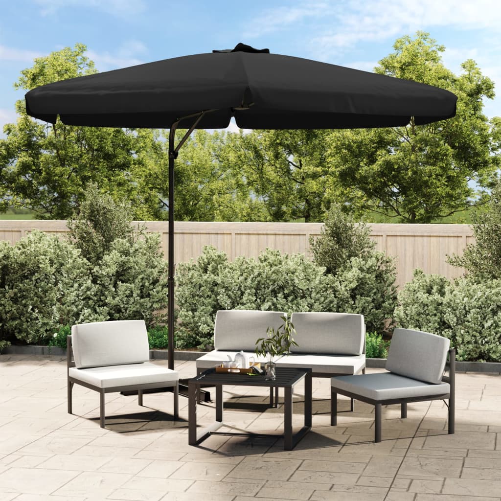 Guarda-sol de jardim com poste de aço 300 cm preto