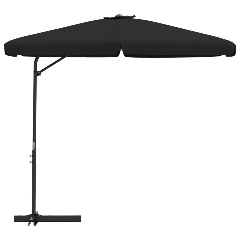 Guarda-sol de jardim com poste de aço 300 cm preto