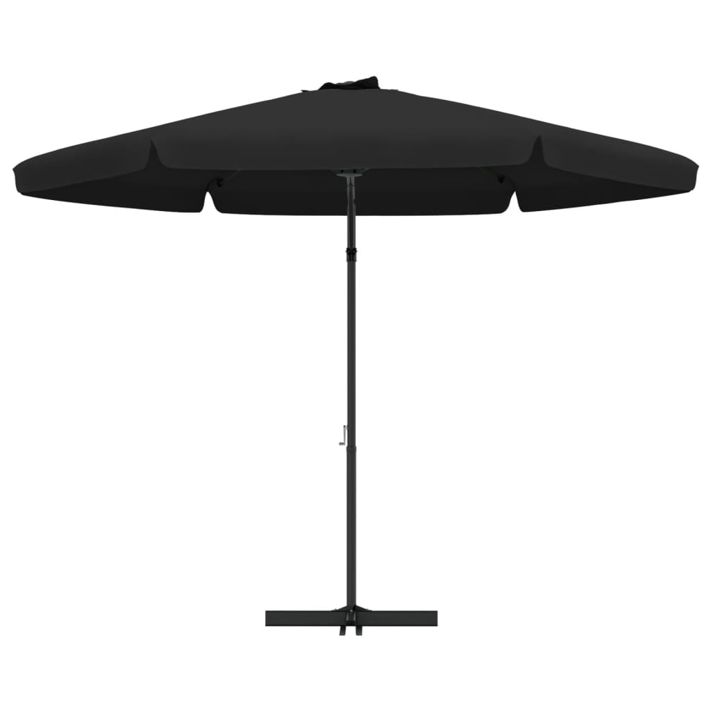 Guarda-sol de jardim com poste de aço 300 cm preto