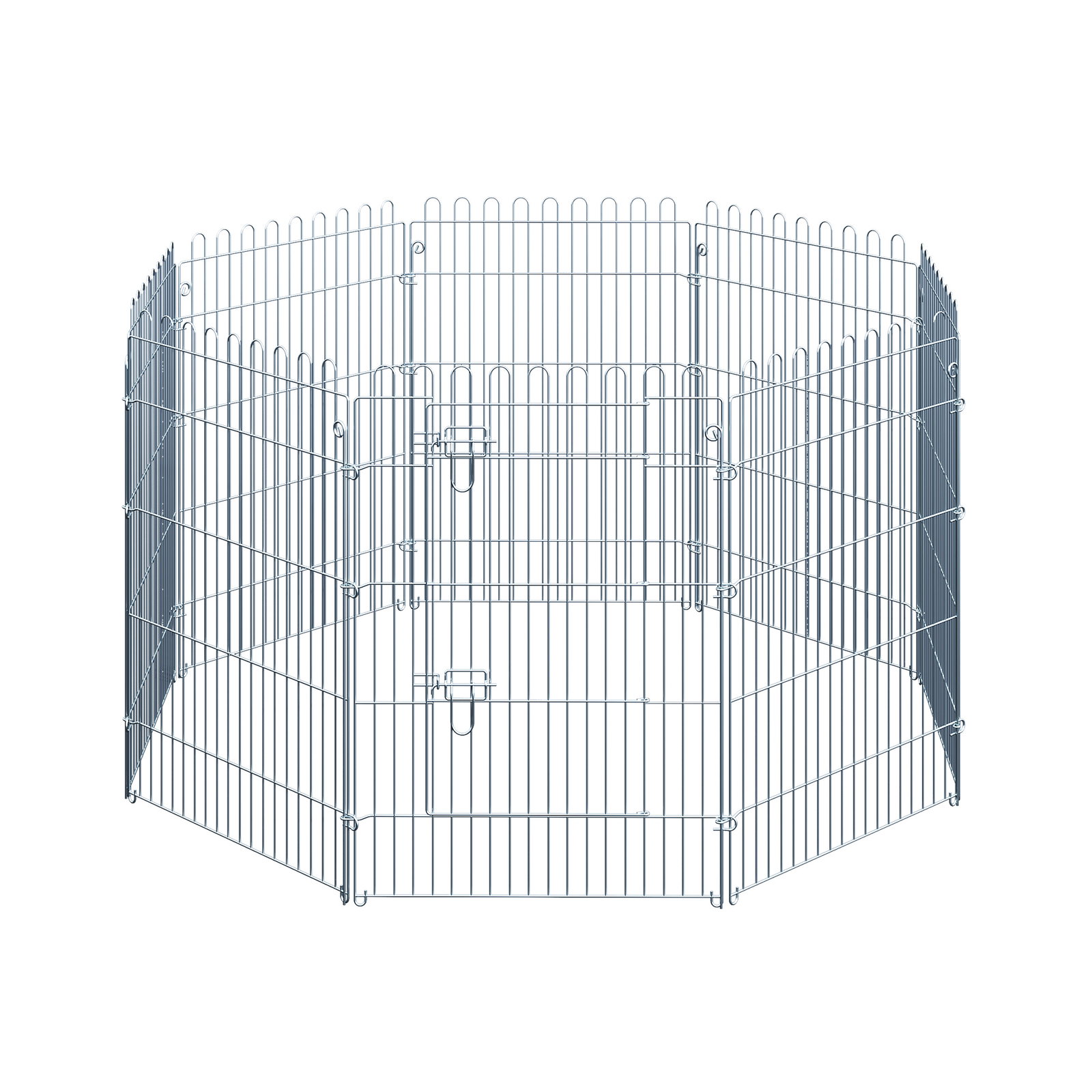 Parque para animais de estimação com 8 paineis 63x91cm cerca para animais de estimação com porta com trava para jardim pátio exterior prata
