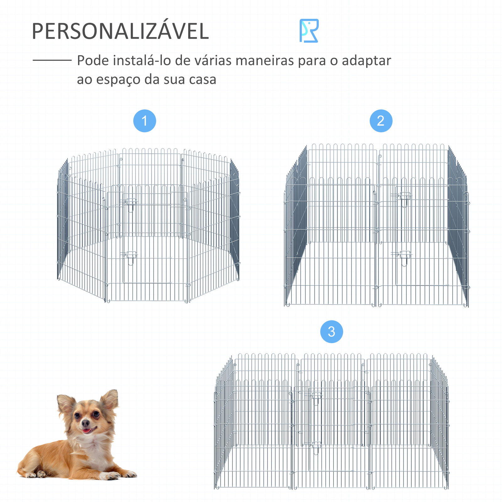 Parque para animais de estimação com 8 paineis 63x91cm cerca para animais de estimação com porta com trava para jardim pátio exterior prata