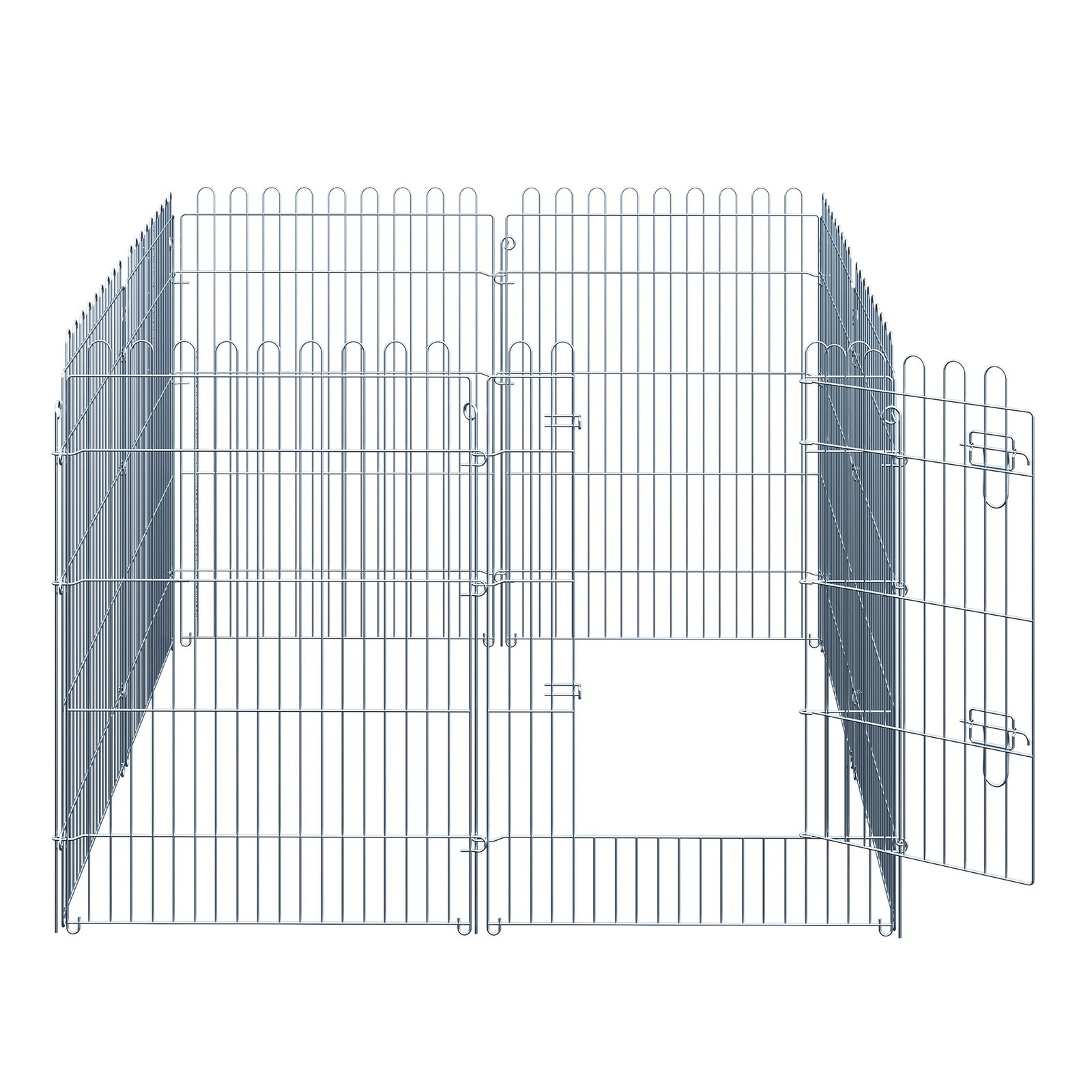 Parque para animais de estimação com 8 paineis 63x91cm cerca para animais de estimação com porta com trava para jardim pátio exterior prata