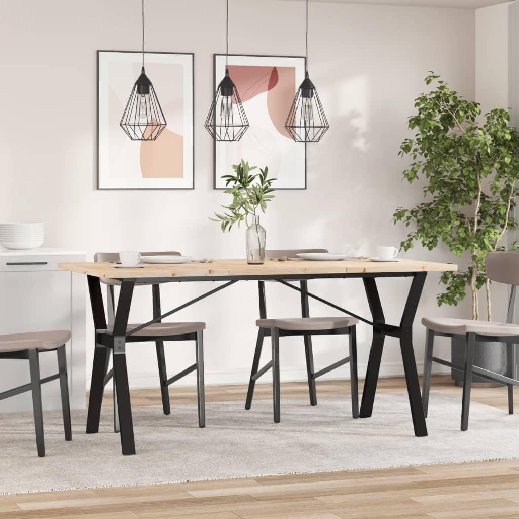Mesa de jantar estrutura em y 160x80x75,5cm pinho/aço