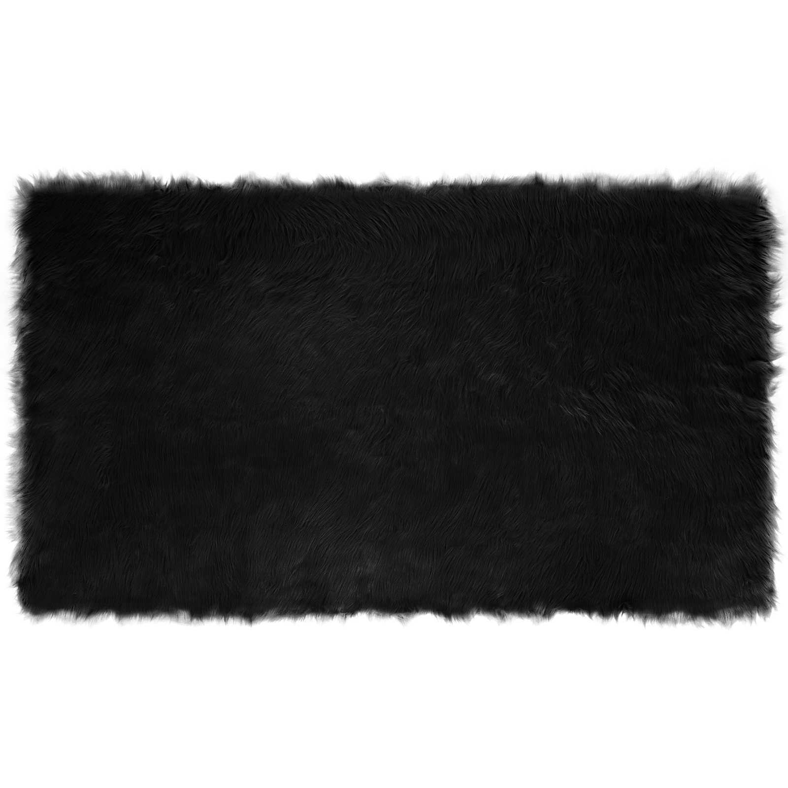 Tapete de de ovelha sintética tafalla preto 100 x 200 cm