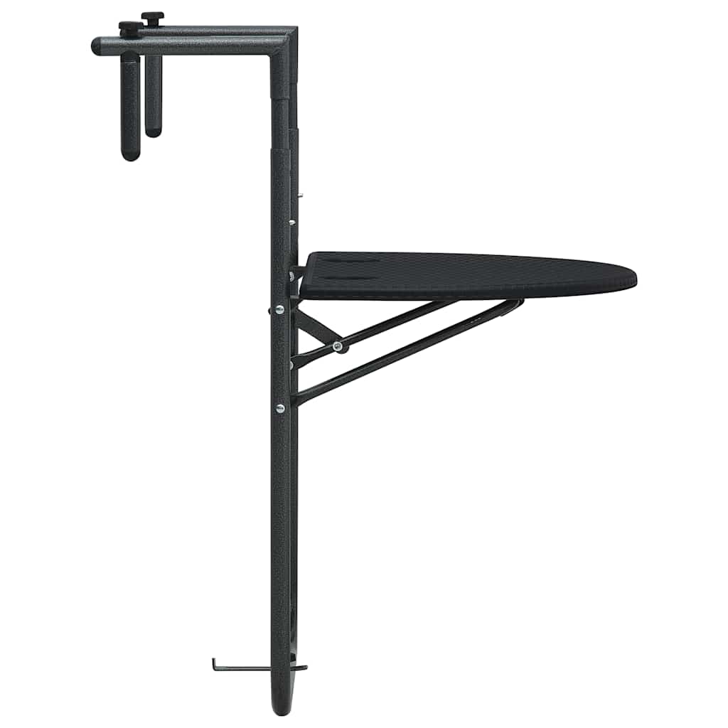 Mesa varanda pendurar 60x64x83,5cm plástico aspeto vime preto