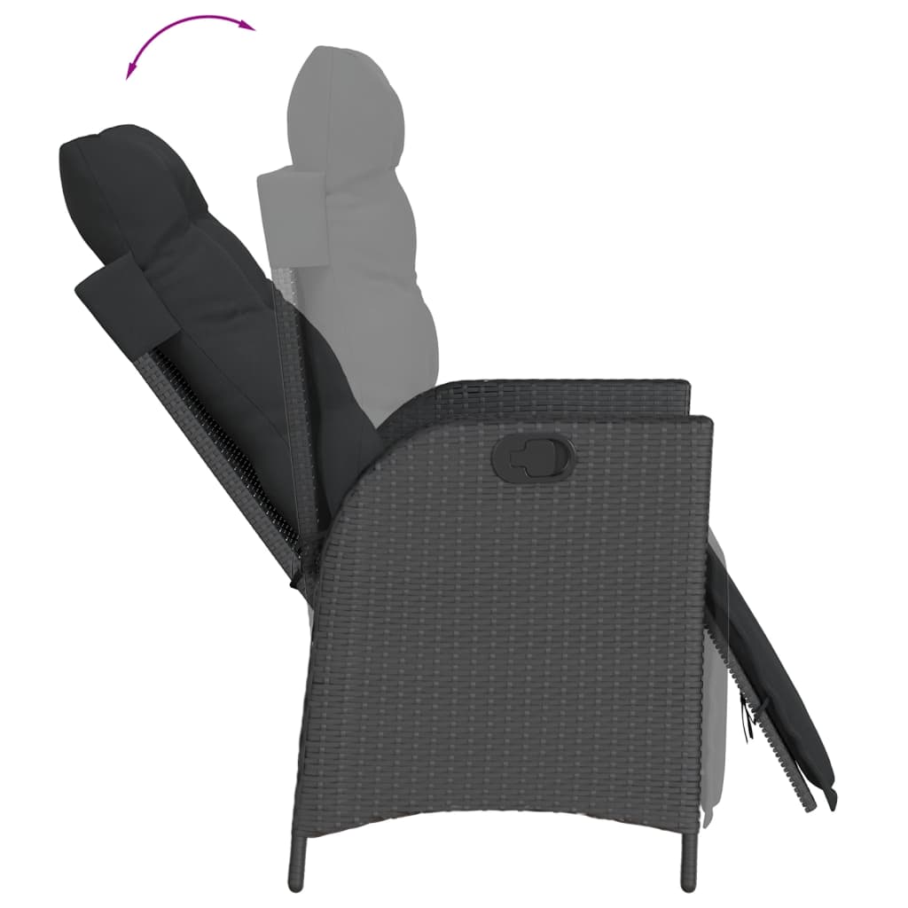 9 Pcs conjunto de jantar p/ jardim c/ almofadões vime PE preto