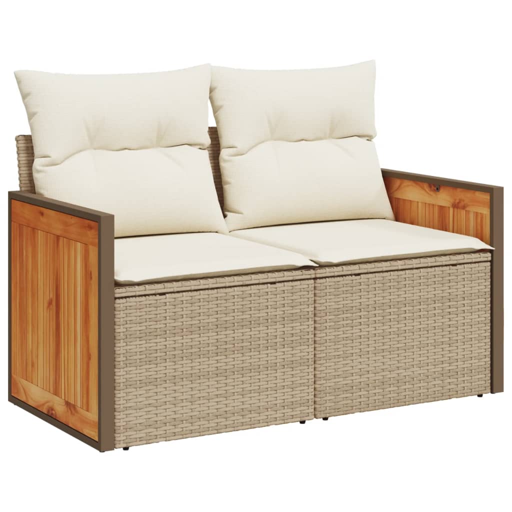 12 Pcs conjunto de sofás p/ jardim com almofadões vime PE bege