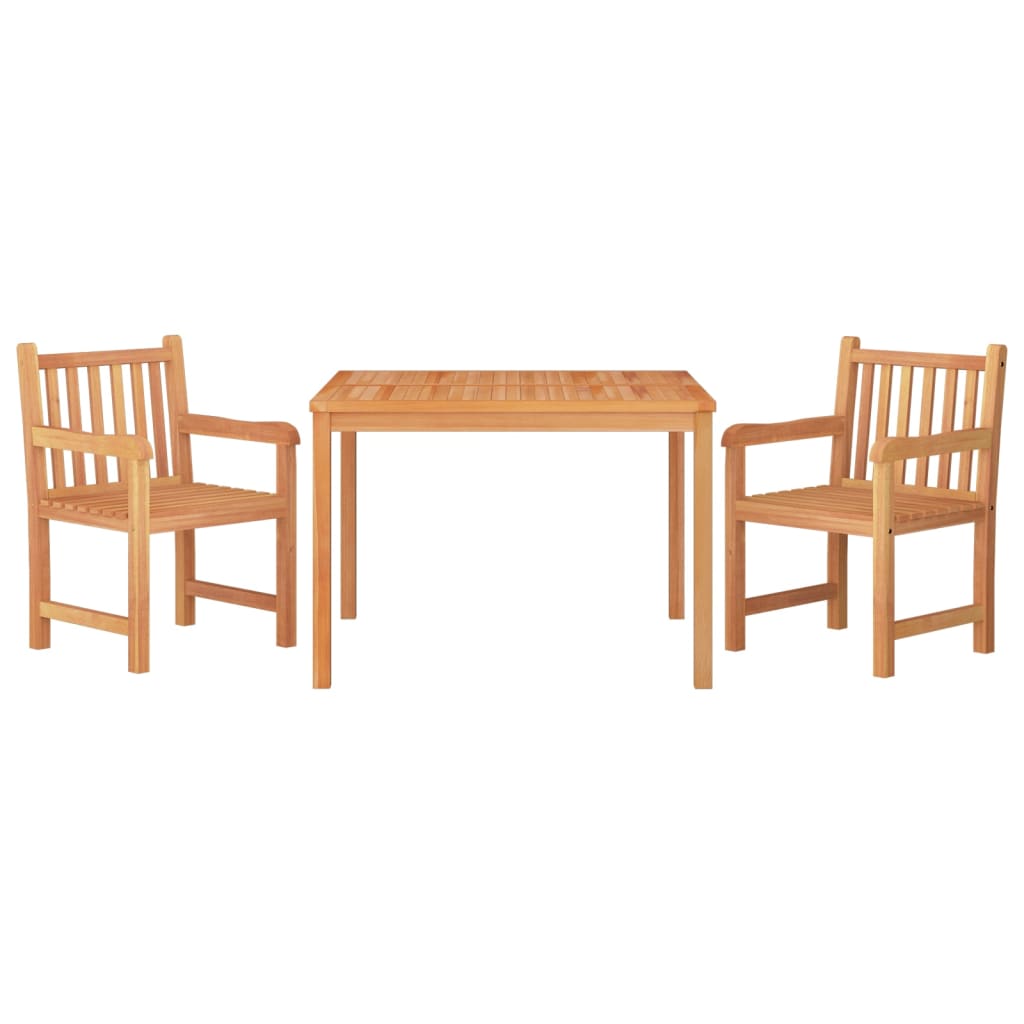 3 Pcs conjunto de jantar para jardim madeira de teca maciça