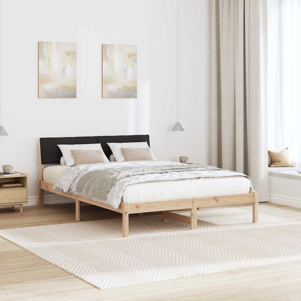 Estrutura da cama com cabeceira castanho e preto 135 x 190 cm