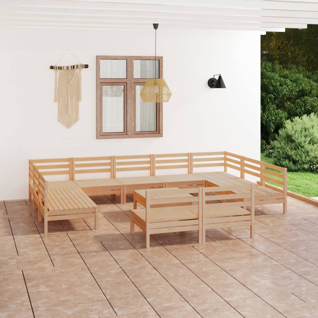 12 Pcs conjunto lounge de jardim pinho maciço