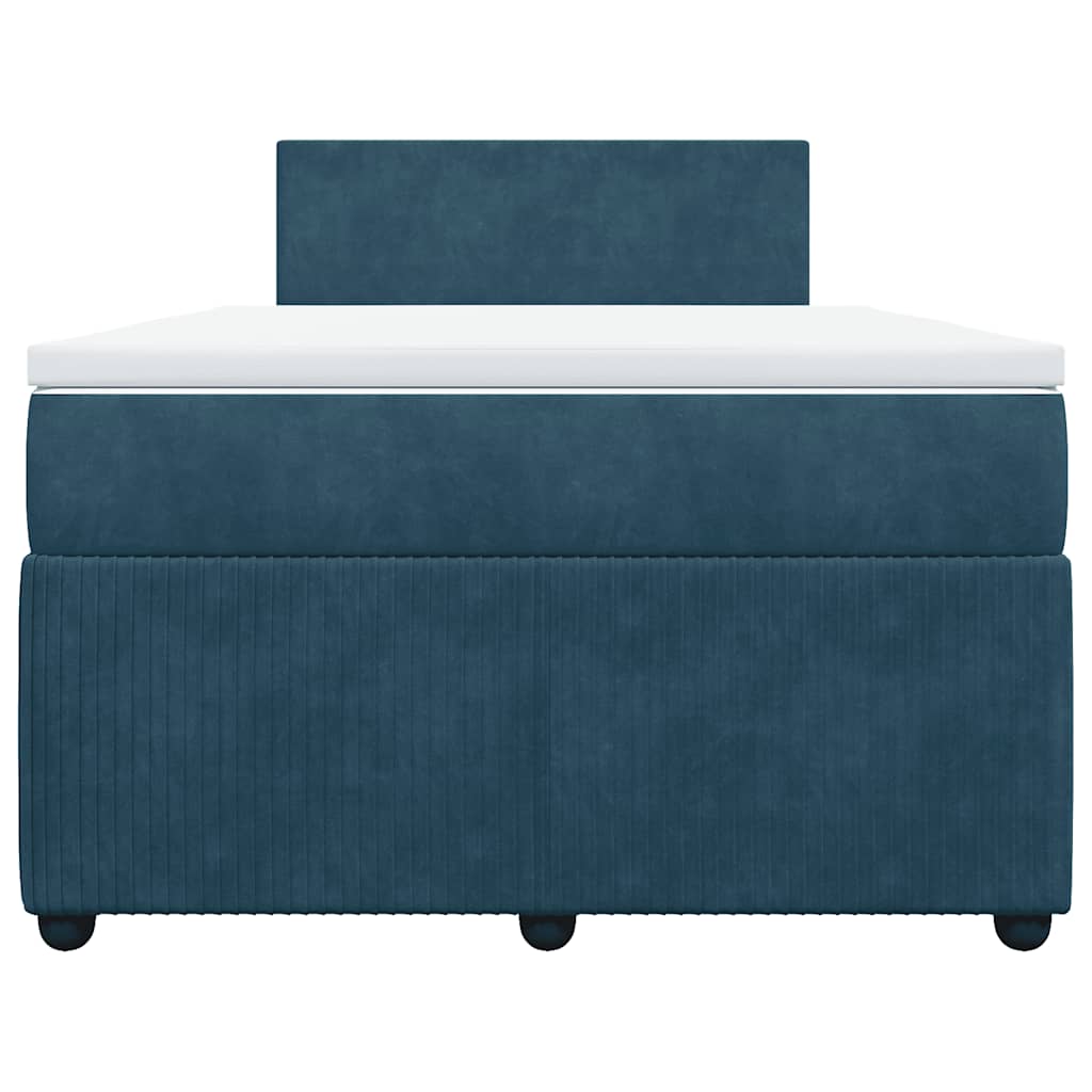 Cama boxspring com colchão 120x200 cm veludo azul