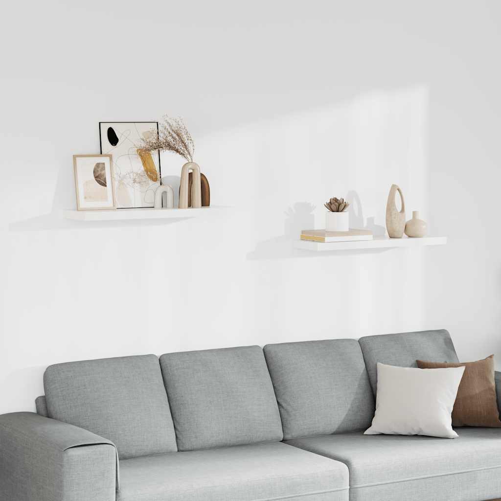 Prateleiras parede suspensas 2 pcs 80x23,5x3,8cm MDF branco