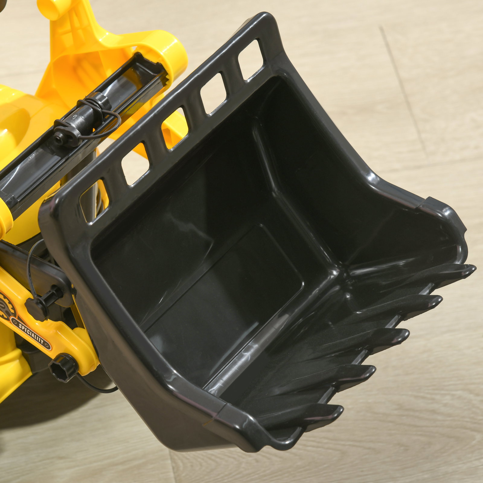 Carro andador para crianças escavadora para crianças com pá dianteira buzina volante e compartimento oculto 80x26,5x39 cm amarelo