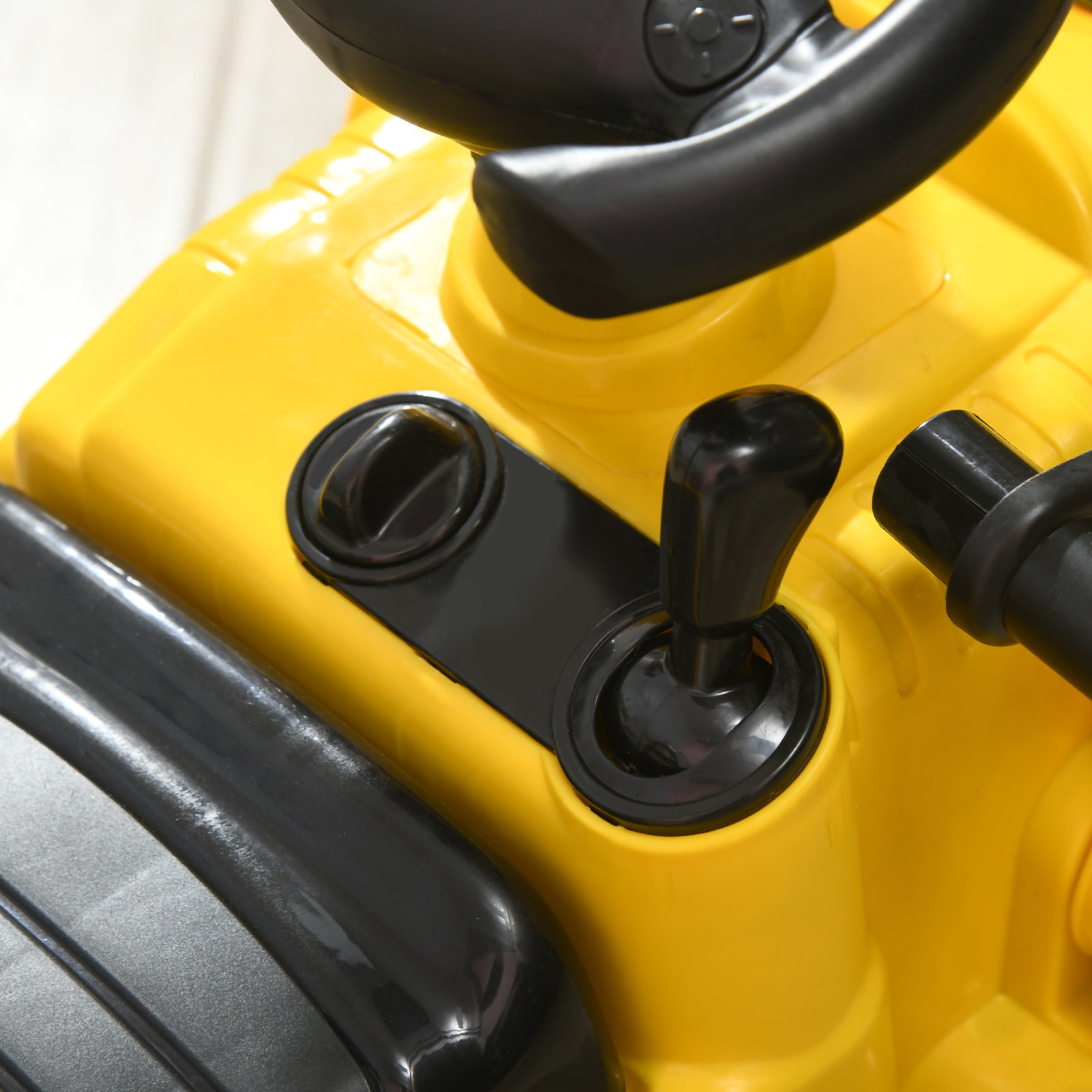 Carro andador para crianças escavadora para crianças com pá dianteira buzina volante e compartimento oculto 80x26,5x39 cm amarelo