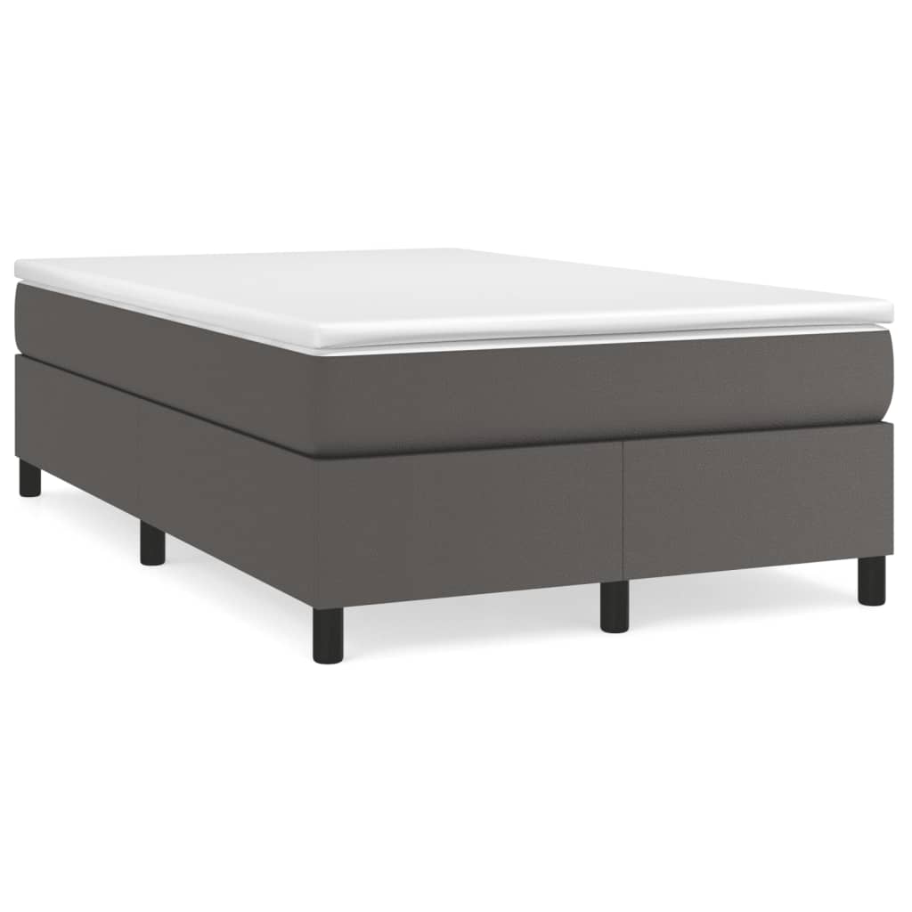 Cama boxspring com colchão 120x190 cm couro artificial cinzento