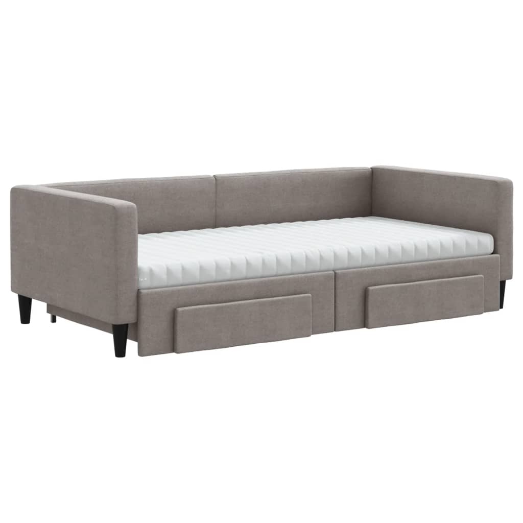 Sofá-cama c/ gavetão/gavetas 100x200cm tecido cinza-acastanhado
