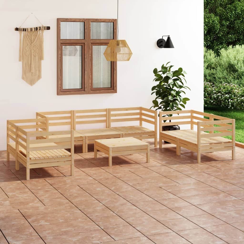 8 Pcs conjunto lounge de jardim pinho maciço