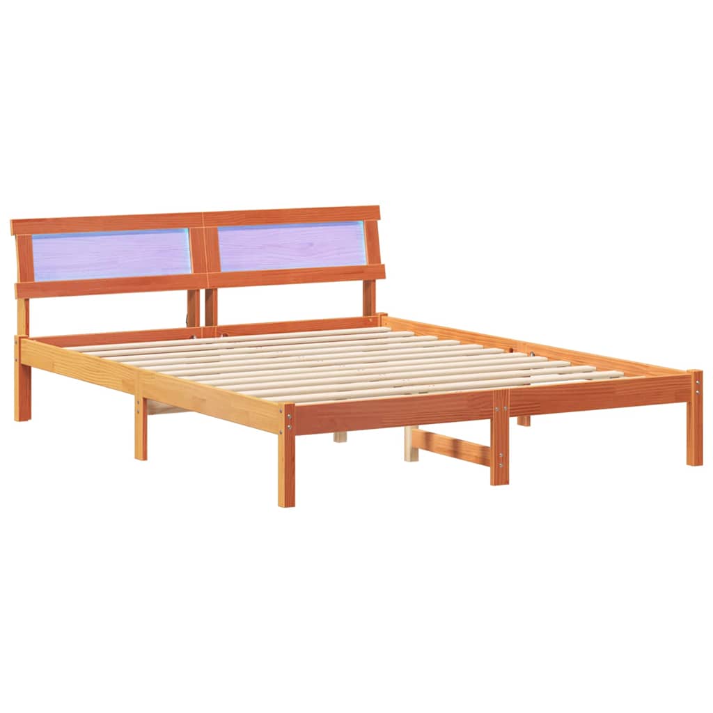 Estrutura da cama com cabeceira marrom cera 140 x 200 cm