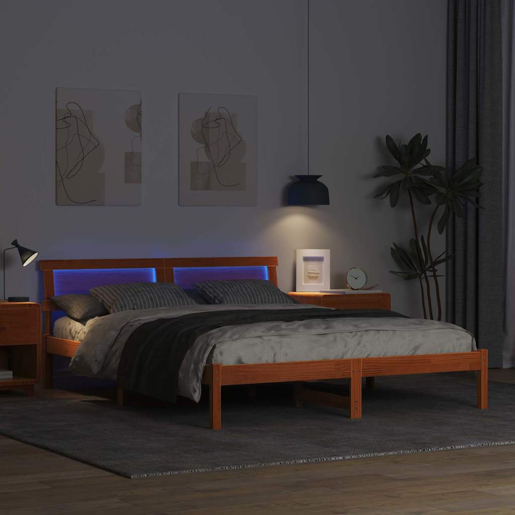 Estrutura da cama com cabeceira marrom cera 140 x 200 cm