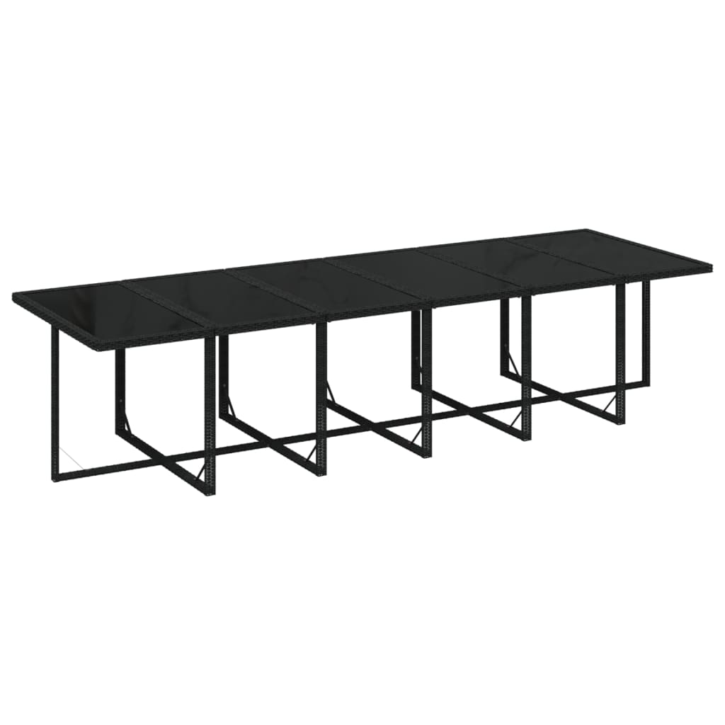 17 Pcs conjunto jantar p/ jardim c/ almofadões vime PE preto