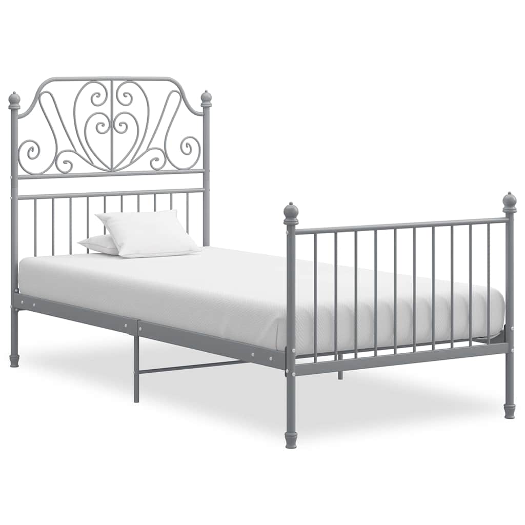 Estrutura de cama 100x200 cm metal cinzento