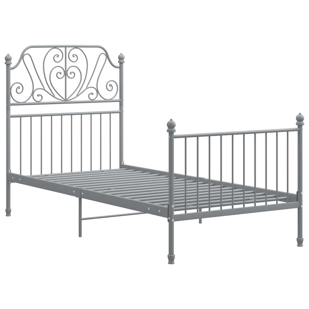 Estrutura de cama 100x200 cm metal cinzento