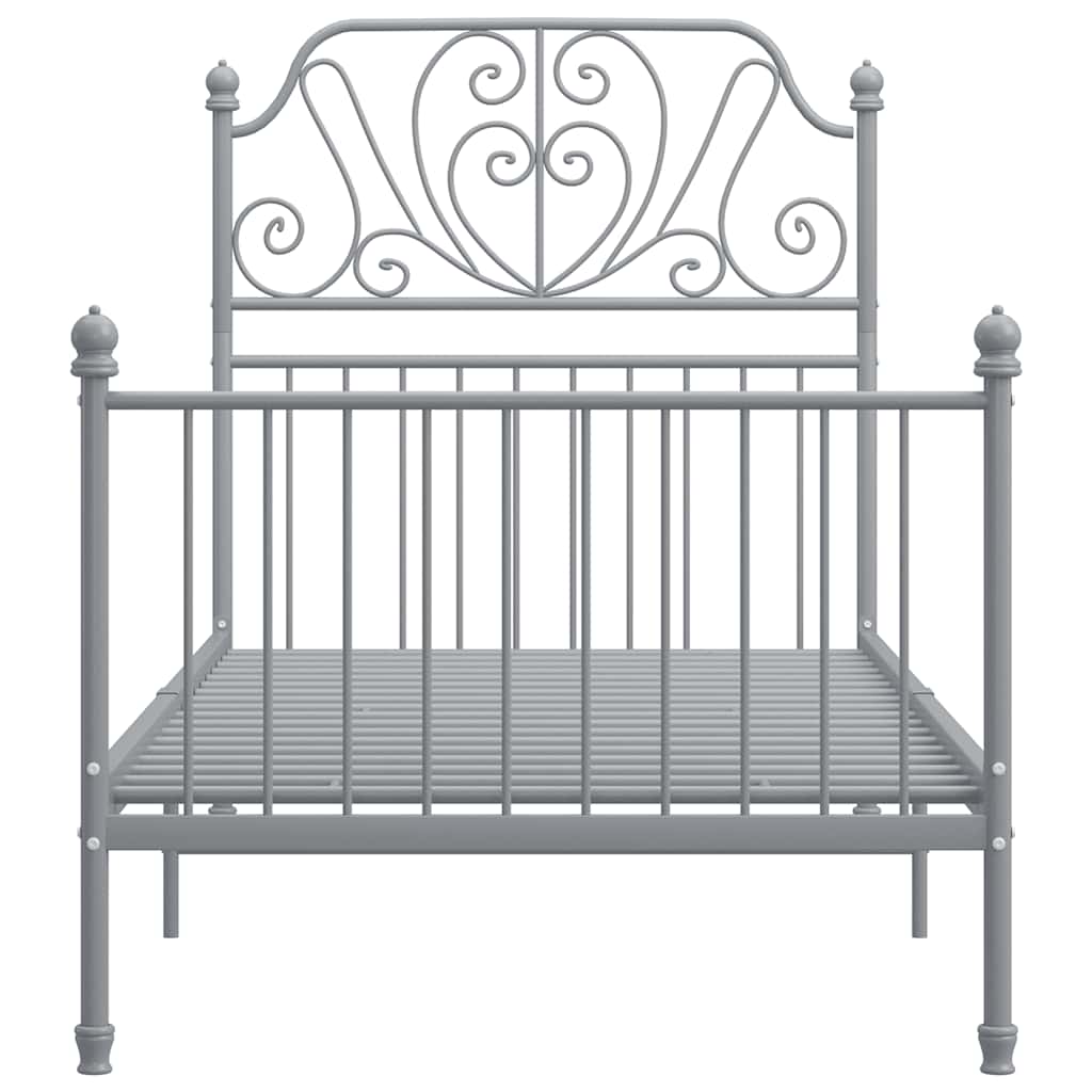 Estrutura de cama 100x200 cm metal cinzento