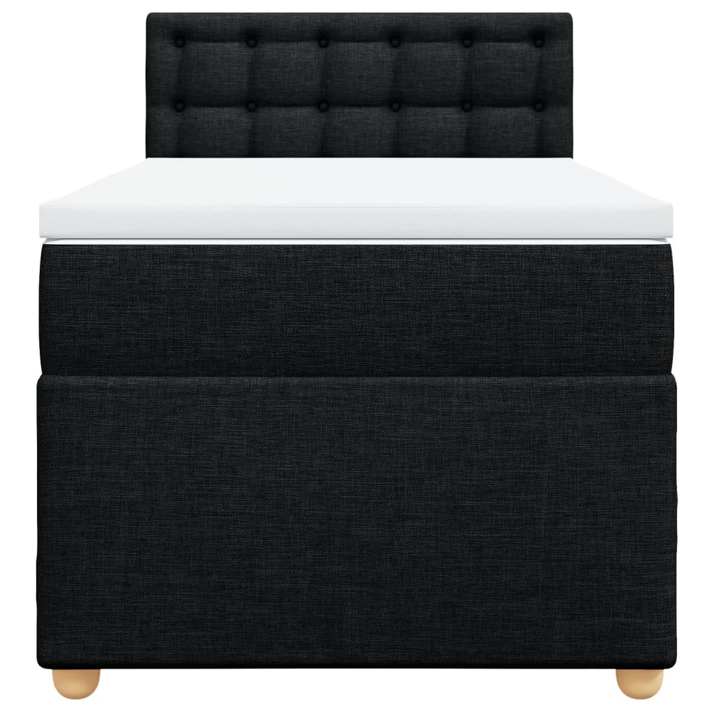 Cama com molas/colchão 100x200 cm tecido preto