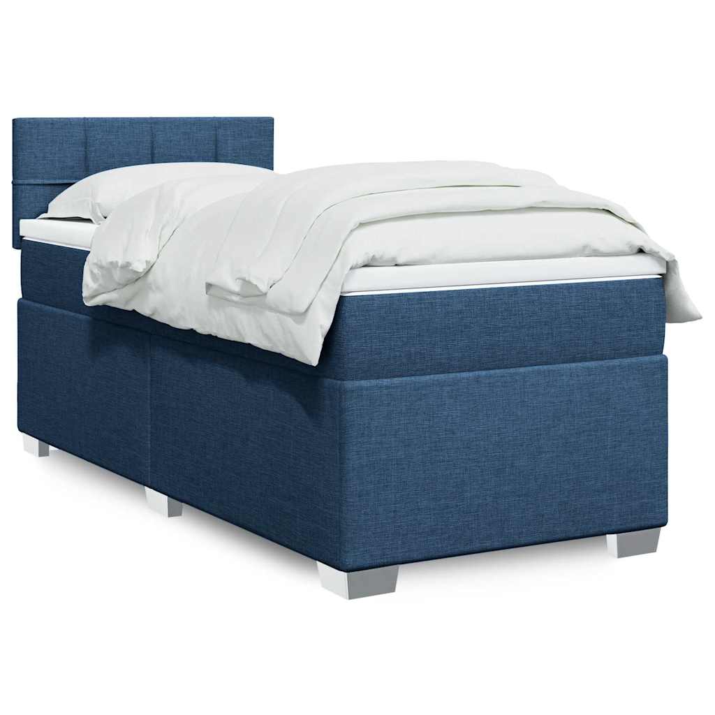 Cama com molas/colchão 80x200 cm tecido azul