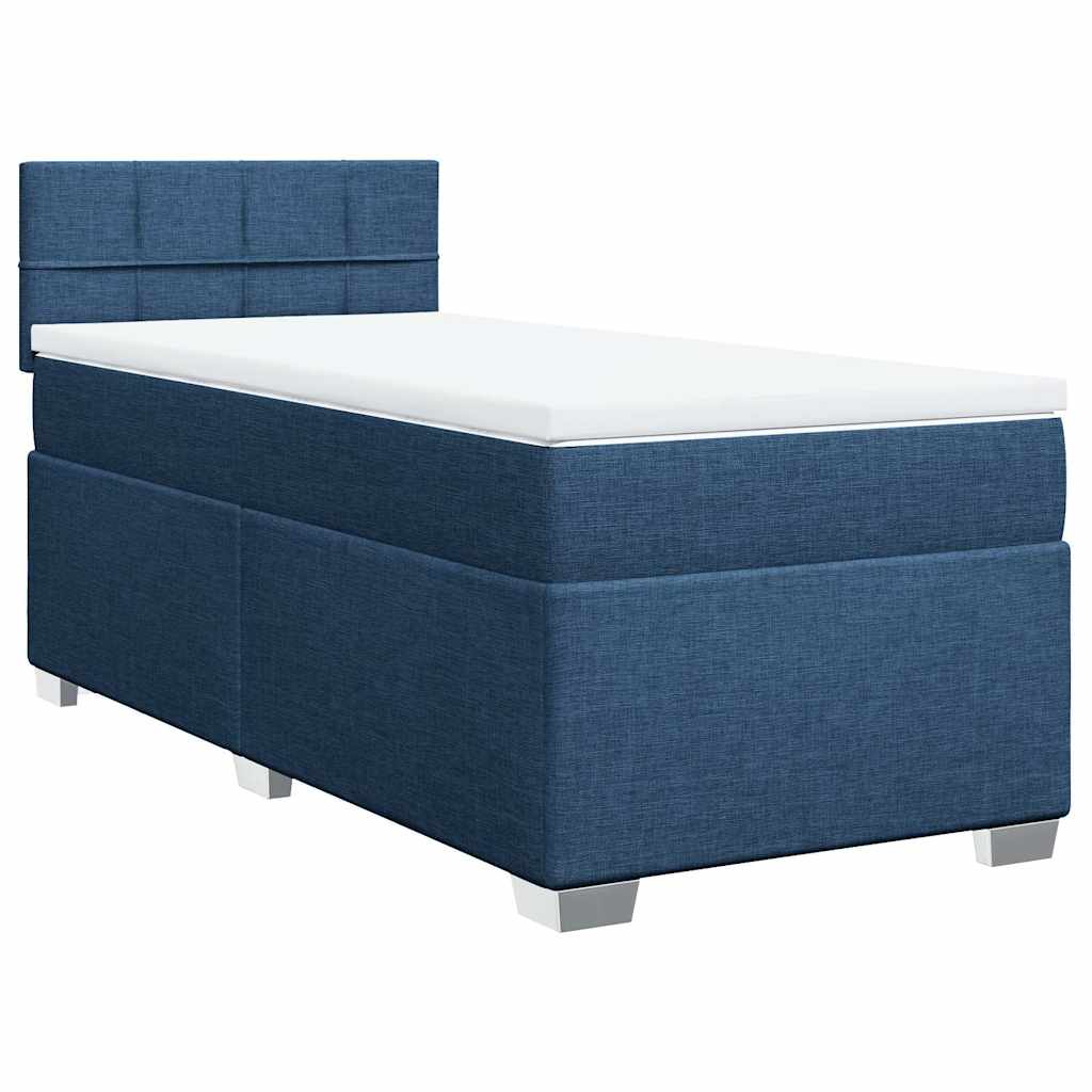 Cama com molas/colchão 80x200 cm tecido azul