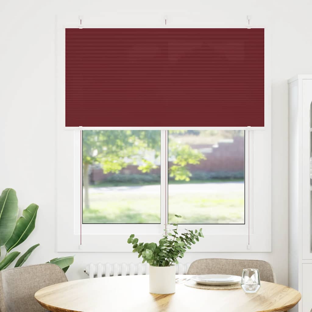 Plissado cego bordéus vermelho 115x100 cm largura tecido