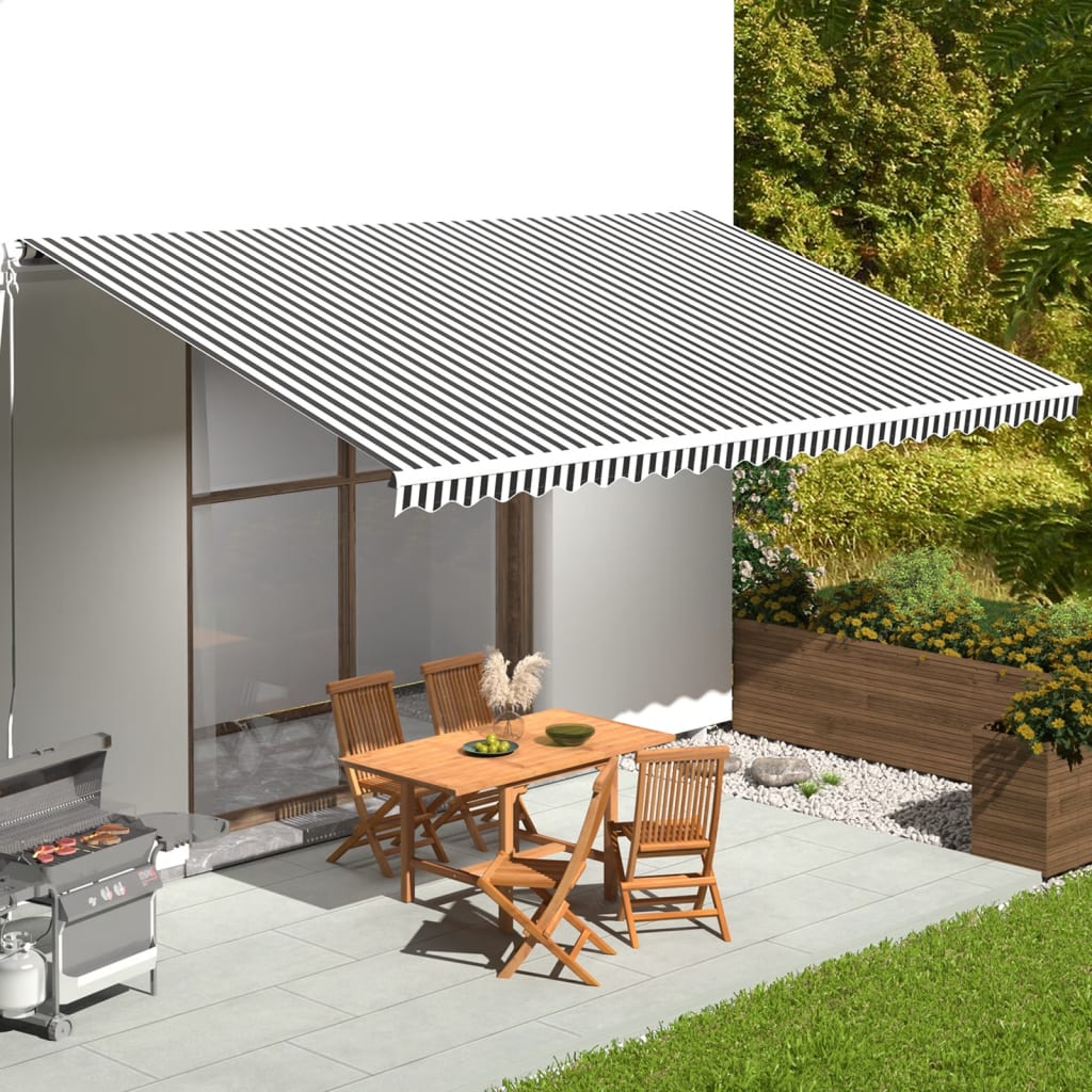 Tecido de substituição para toldo antracite e branco 600x350 cm poliéster