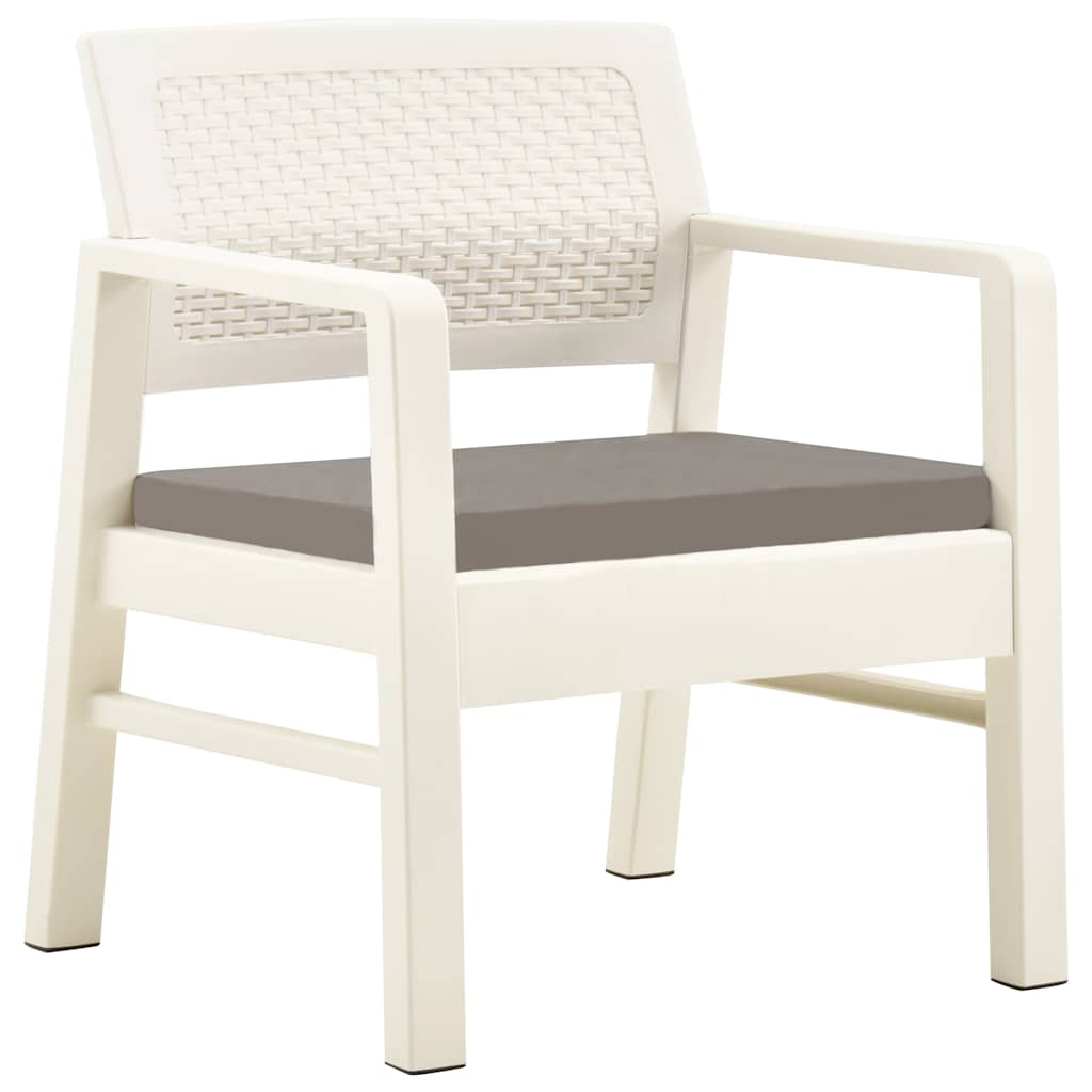 Conjunto lounge para jardim 3 pcs plástico branco