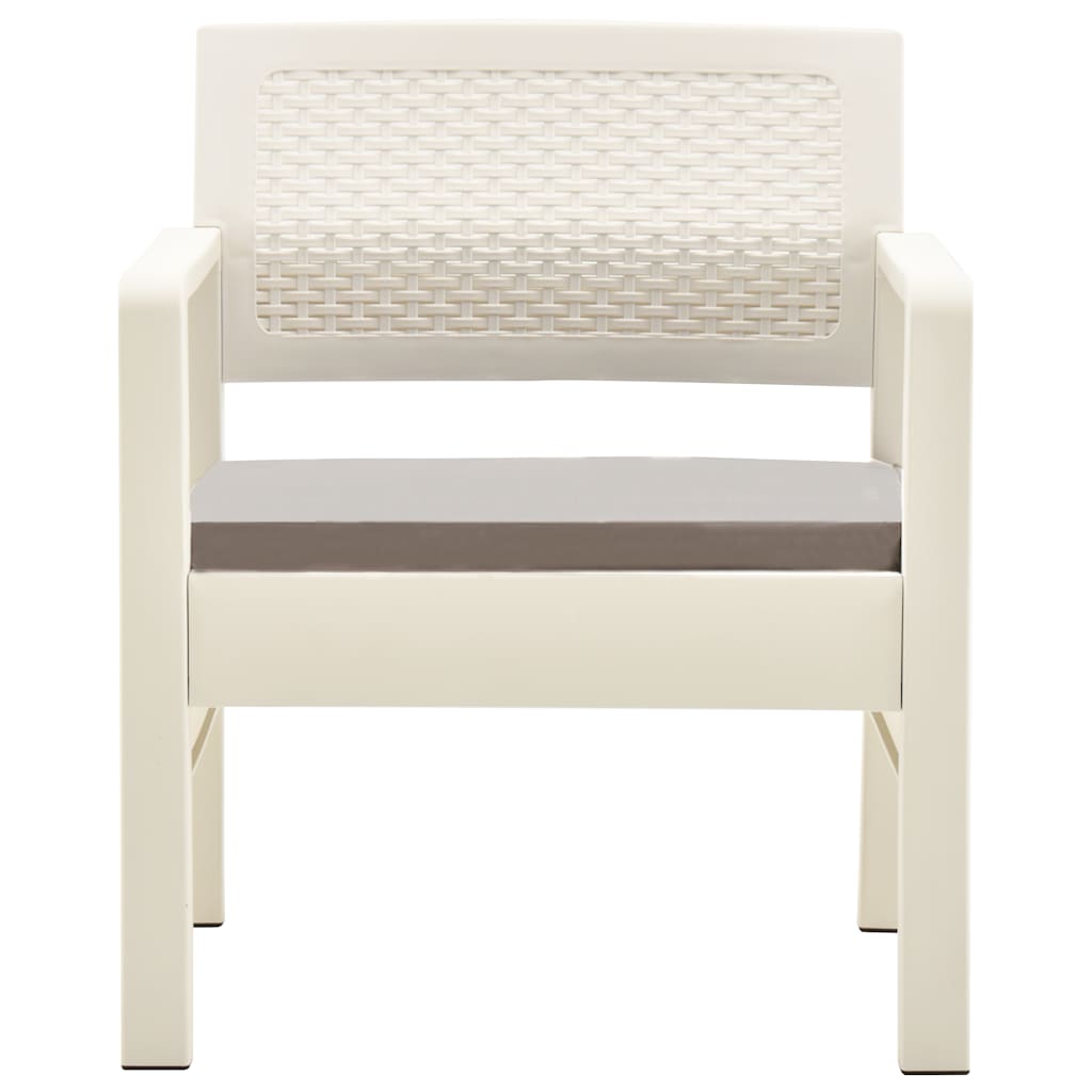 Conjunto lounge para jardim 3 pcs plástico branco