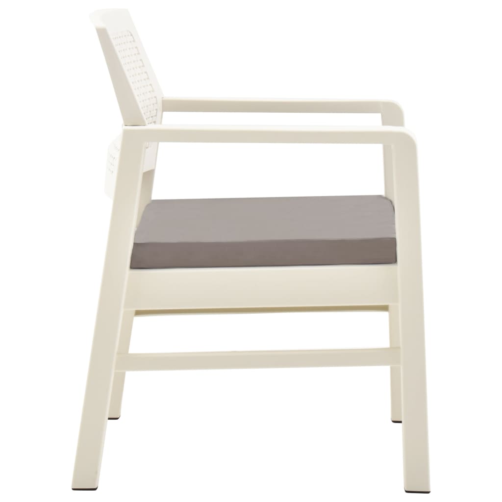 Conjunto lounge para jardim 3 pcs plástico branco