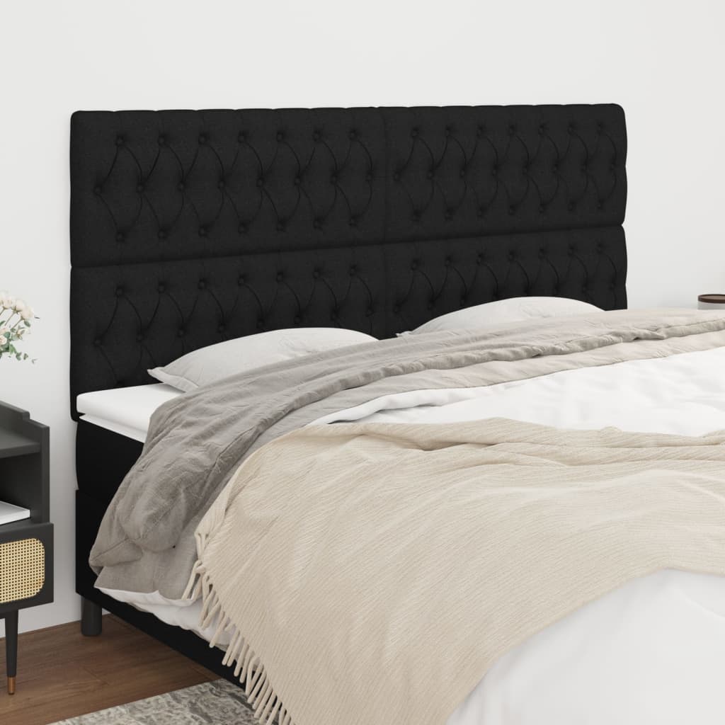 Cabeceira preta 180x7x118/128 cm tecido