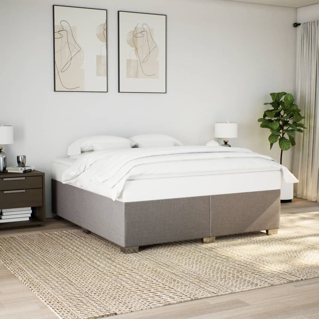 Cama com molas/colchão 200x200 cm tecido castanho-acinzentado
